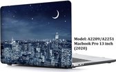 Macbook Case Hoes - Hard Cover voor Macbook Pro 13 inch 2020 A2289 - A2251 - A2338 M1 - Laptop Cover - Stad Nachtzicht