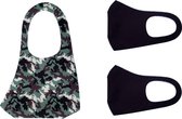 3 Unieke Mondmaskers | Leger | Diep Zwart | Camouflage Groen | Silk Ice Materiaal | Stevig en Flexibel | Hoogste Kwaliteitsgarantie