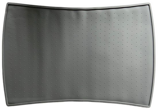 Placemat voor voerbak - Voermat hond kat - Grijs - Siliconen - 60x40cm - met Curve - Hondenvoerbak