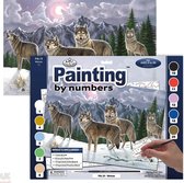 Schilderen op nummer - Paint by numbers - Volwassenen Wolven in de sneeuw
