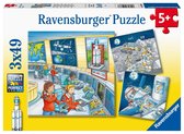 Ravensburger puzzel Op ruimtevaartmissie met Tom en Mia - 3 x 49 stukjes - kinderpuzzel