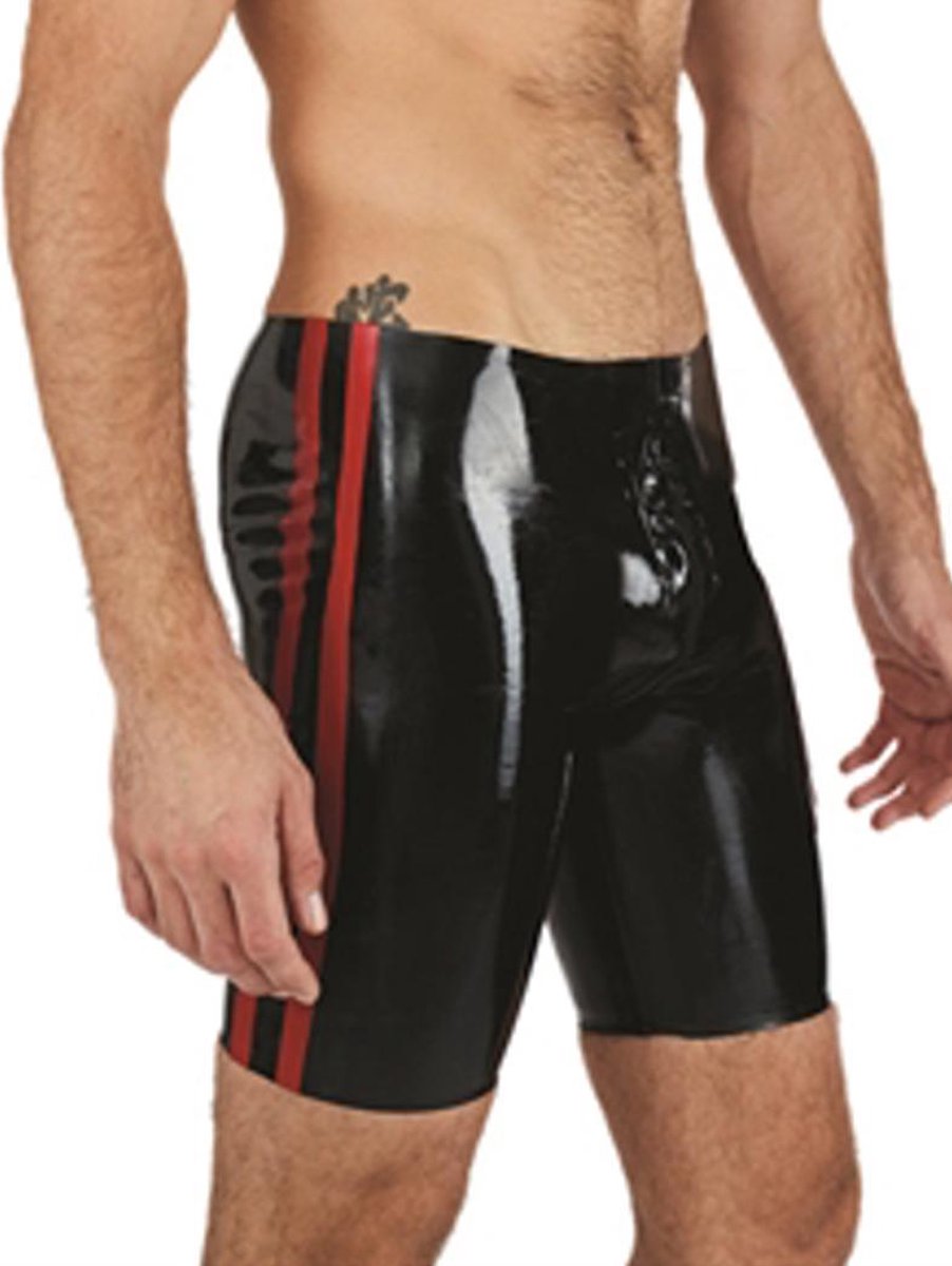 Mister b rubber fucker shorts zwart met rode bies small