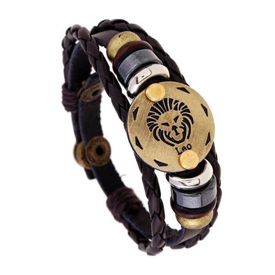 Bracelet cuir signe du zodiaque Lion 4038