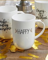 Riviera Maison  - 70 Years Of Happiness Happy Mug - Koffietas - Wit