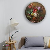 Stilleven met bloemen in een Griekse vaas allegorie op de Lente door Georgius Jacobus Johannes van Os als muurcirkel op aluminium dibond® voor thuis. ⌀ 40 cm