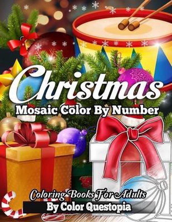 Fun Adult Color by Number Coloring- Christmas Mosaic Color B ... - cover