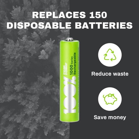 100% Peak Power oplaadbare batterijen AAA - NiMH AAA batterij - micro 800 mAh - 12 stuks