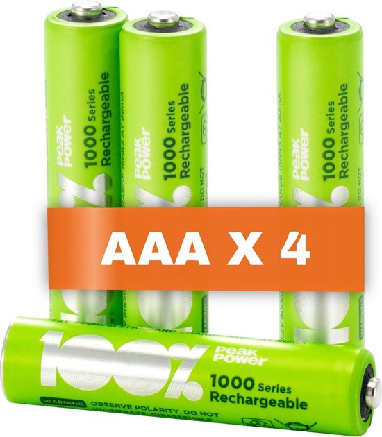 100% Peak Power oplaadbare batterijen AAA - Duurzame Keuze - NiMH AAA  batterij micro... | bol.com