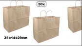 50x Sac, papier kraft, 35x14x29cm, sac en papier, marron - sac de transport kraft cordon torsadé marron