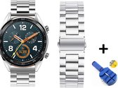 Luxe Metalen Armband Geschikt Voor  Huawei Watch GT 2E (Active & Sport) Horloge Bandje - Schakel Polsband Strap RVS - Met Horlogeband Inkortset - Stainless Steel Watch Band - One-S