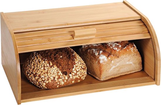 Boîte à pain avec volet roulant - Boîte à pain en bois de Bamboe FSC® avec couvercle coulissant - Boîte à pain - Conservez le pain et gardez-le au frais