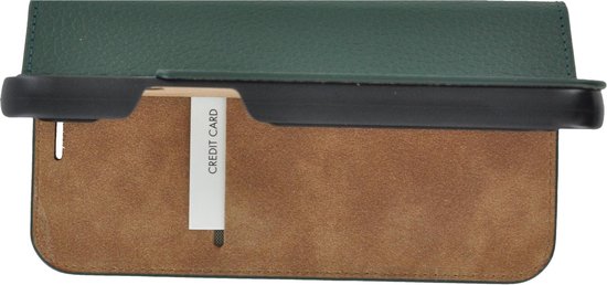 Etui iPhone 12 - Bookcase - Etui Portefeuille Etui Portefeuille Ultra Fin en Cuir Véritable Vert Pin