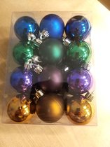 Kerstballen - mat en glanzend - diverse kleuren - 4 cm - onbreekbaar - 24 stuks