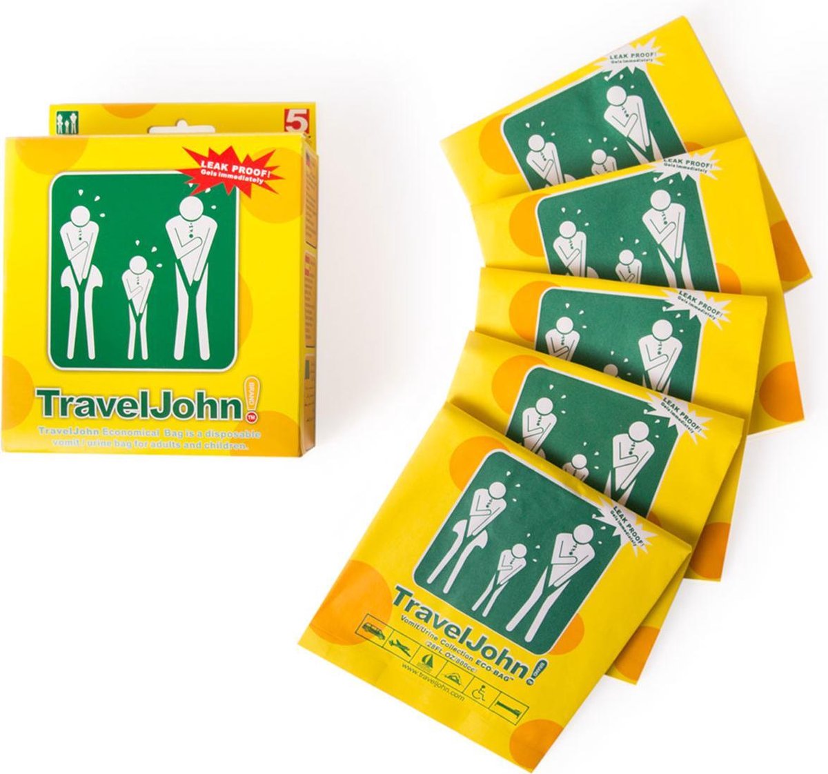 Goedkoopste TravelJohn Spuugzak - 5 stuks - 800 ml - Lekvrij & Geurloos - Volledig Afsluitbaar - Braakzakjes - Spuugzakjes - Reisziekte