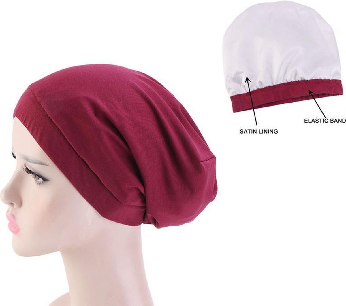 Slaapmuts - Beanie slaapmuts - Beanie muts - Slouchy Beanie hoed - Chemo hoofddeksel - Slaapmuts voor mannen - Slaapmuts voor vrouwen - Multifunctionele hoofddeksel - Winter muts - Rood - 988