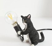 Kat Lamp - Tafel lamp - Cat lamp - Katlamp - Kat met lamp - zwart / wit - Inclusief LED lamp | Woonaccessoire - Sfeer lamp