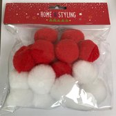 Pom poms - 4cm - rood/wit - 20st. - pompons - knutselspullen - decoratie - hobby - knutsel - versiering - maken - cadeau
