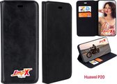 EmpX.nl Huawei P20 Zwart Magneet Sluiting Boekhoesje | Portemonnee Book Case | Flip Cover Hoesje | Met Multi Stand Functie | Kaarthouder Card Case | Beschermhoes Sleeve | Met Pasjeshouder & M