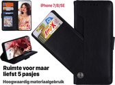 EmpX.nl Apple iPhone 7/8/SE Zwart Boekhoesje | Portemonnee Book Case | Flip Cover Hoesje | Met Multi Stand Functie | Kaarthouder Card Case | Beschermhoes Sleeve | Met Pasjeshouder
