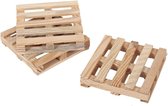 3x Houten glazenonderzetters pallet vorm 10 x 10 cm - Keukenbenodigdheden - Tafeldecoratie - Glas/beker onderzetters van hout