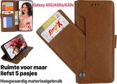 EmpX.nl Samsung Galaxy A50/A50s/A30s Khaki Boekhoesje | Portemonnee Book Case | Flip Cover Hoesje | Met Multi Stand Functie | Kaarthouder Card Case | Beschermhoes Sleeve | Met Pasjeshouder & 