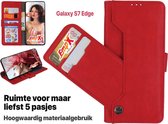 EmpX.nl Samsung Galaxy S7 Edge Rood  Boekhoesje | Portemonnee Book Case | Flip Cover Hoesje | Met Multi Stand Functie | Kaarthouder Card Case | Beschermhoes Sleeve | Met Pasjeshoud