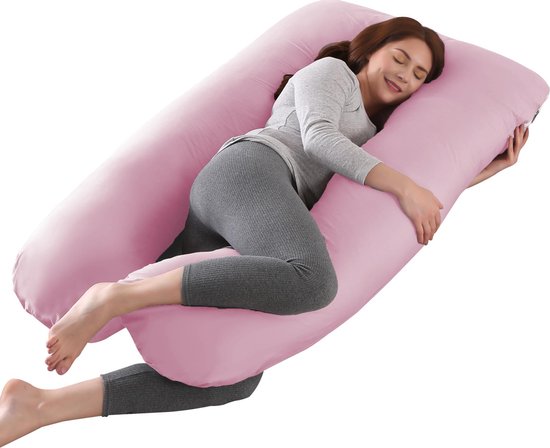 Litollo® Zwangerschapskussen XXL - Voedingskussen - Lichaamskussen - Body pillow - 280cm - Afneembare hoes - Roze