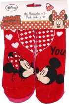 Minnie Mouse - Sokken - Roze/Rood - Duopack - maat 31-34