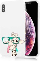 Apple Iphone XS Max wit siliconen hoesje met geinige giraf *LET OP JUISTE MODEL*