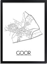 Goor Plattegrond poster A4 + Fotolijst Zwart (21x29,7cm) - DesignClaud