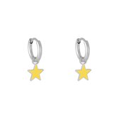 Oorbellen Ster Pastel | Zilver - Geel