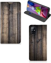 Leuk Case Cadeau voor Mannen Geschikt voor Samsung Galaxy M51 Smart Cover Steigerhout