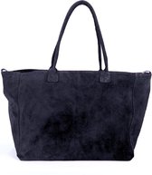 SAC16-Andia handtas-shopper-suède-blauw