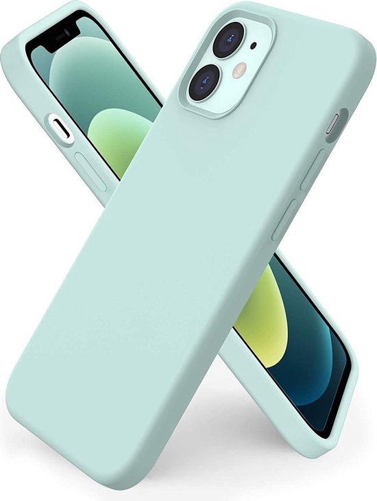 BixB iPhone 12 Mini Hoesje Bruchem TPU Case Backcover Mint groen + 2X Screenprotector