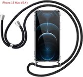 BixB iPhone 12 / iPhone 12 Pro Hoesje Bruchem TPU Case Backcover - Zwart + 2X Screenprotector