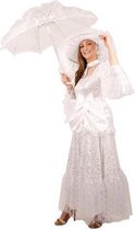 Lange witte bruidsjurk of prinsessenjurk met hoed - voor dames - maat 38