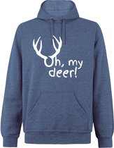 Hooded Sweater - met capuchon - Casual Hoodie - Lifestyle Hoody - Workout Sweater - Chill Sweater - Oh My Deer - Denim Heather - XL