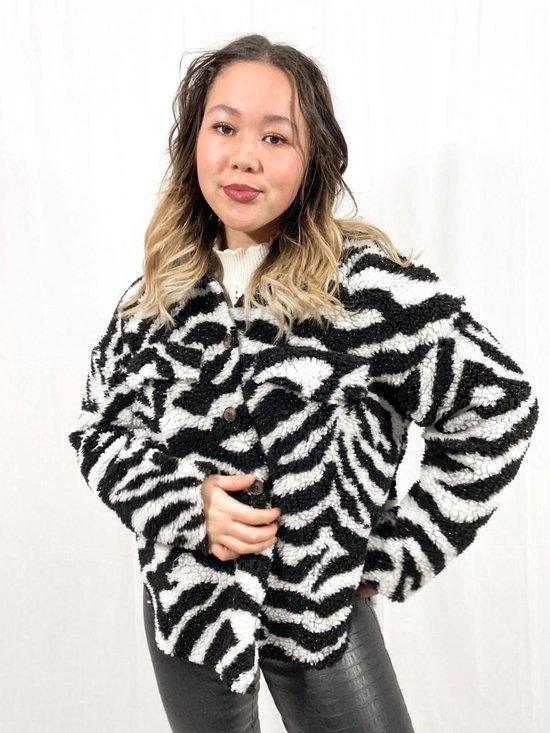 Ambika Furry zebra jas zwart/wit | bol.com