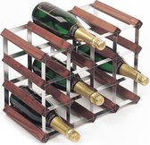 RTA Wineracks - Wijnrek 16 Flessen - Verzinkt Staal - Donker Grenen - 4x4