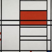 Piet Mondriaan, Composition of Red and White Nom 1Composition No. 4 with red and blue,1938-1942 op canvas, afmetingen van dit schilderij zijn 75 X 100 CM