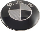 BMW Embleem Logo 82mm Motorkap Zwart-Wit Carbon