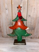 Kerst - Kerstboom - Gerecycled Metaal - Rood - Groen - Staand