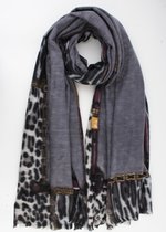 Grijze sjaal -natuurlijke materialen -langwerpig- grote sjaal -herfst winter