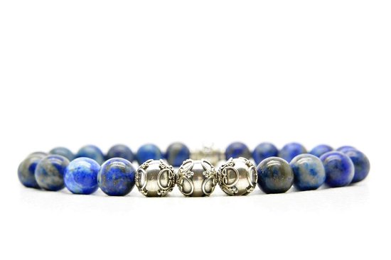 Beaddhism - Armband - Lapis - Zilver - Eva 3 - 8 mm - 20 cm