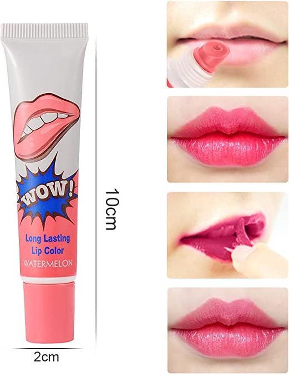 WOW Peel off Lipgloss - lip peel off cream - long lasting lipstick -  Watermelon | bol.com