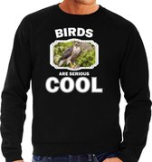 Dieren vogels sweater zwart heren - birds are serious cool trui - cadeau sweater havik roofvogel/ vogels liefhebber L
