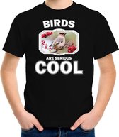 Dieren vogels t-shirt zwart kinderen - birds are serious cool shirt  jongens/ meisjes - cadeau shirt pestvogel/ vogels liefhebber M (134-140)