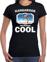 Dieren kangoeroes t-shirt zwart dames - kangaroos are serious cool shirt - cadeau t-shirt kangoeroe/ kangoeroes liefhebber XS