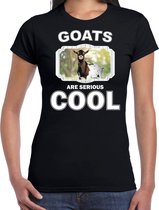 Dieren geiten t-shirt zwart dames - goats are serious cool shirt - cadeau t-shirt gevlekte geit/ geiten liefhebber XL