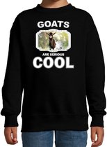 Dieren geiten sweater zwart kinderen - goats are serious cool trui jongens/ meisjes - cadeau gevlekte geit/ geiten liefhebber 9-11 jaar (134/146)